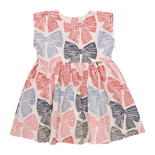 Girls Adaline Dress - Multi - Striped Bows - Après NJ