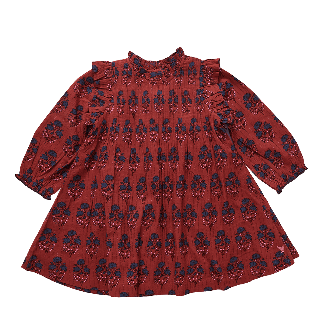 Girls Jaipur Dress Red Autumn Strawflower - Après NJ