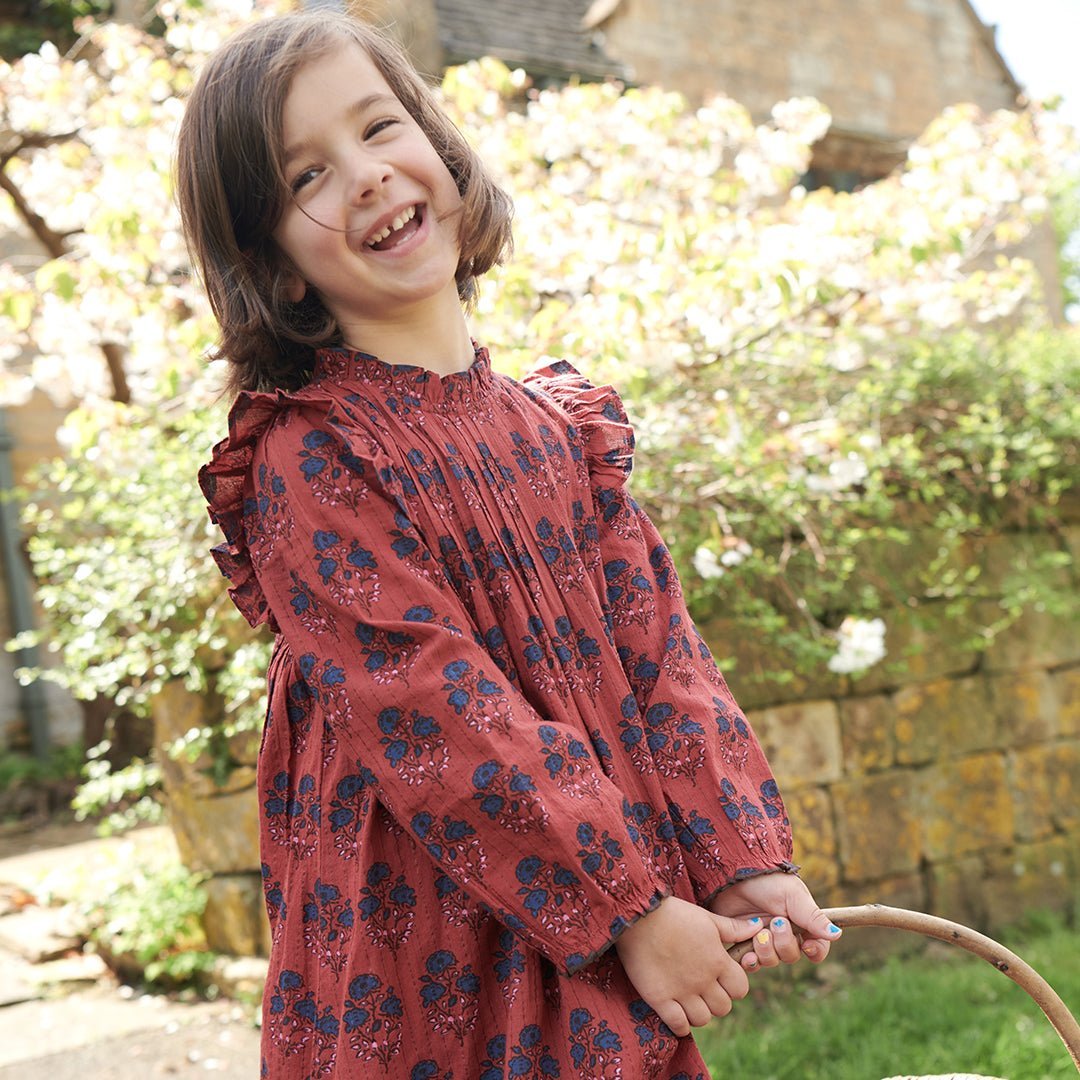 Girls Jaipur Dress Red Autumn Strawflower - Après NJ