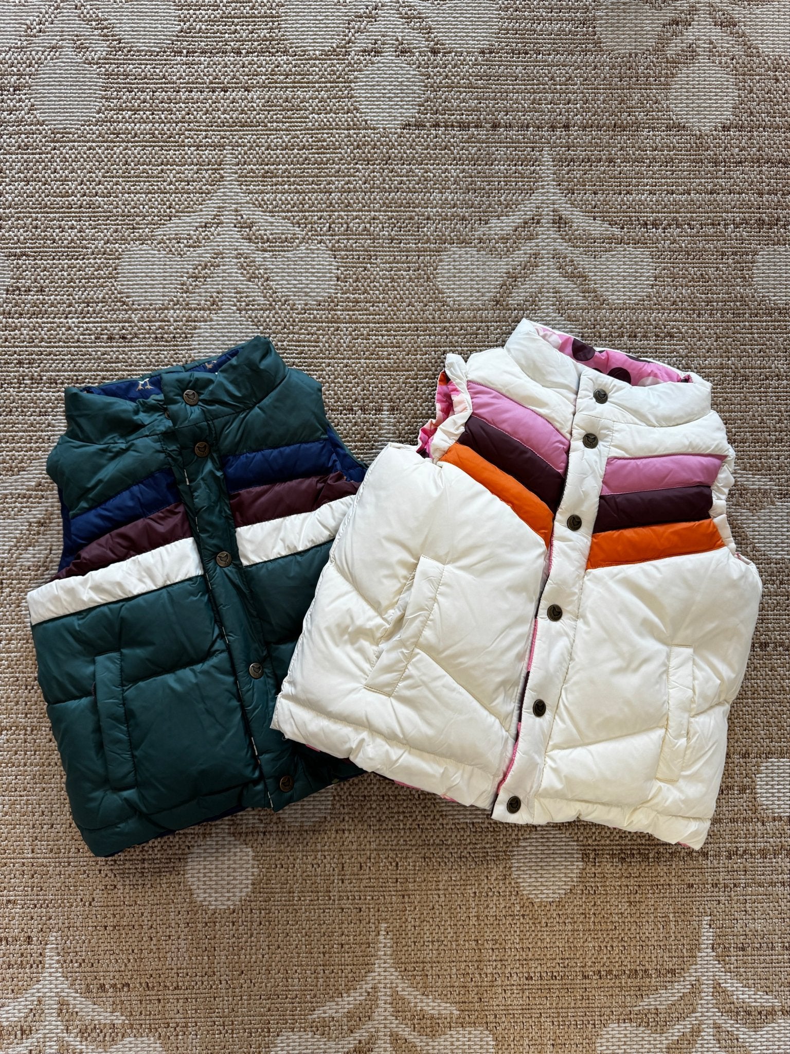 Girls Reversible Ellis Ruffle Vest - Cream stripe - Après NJ