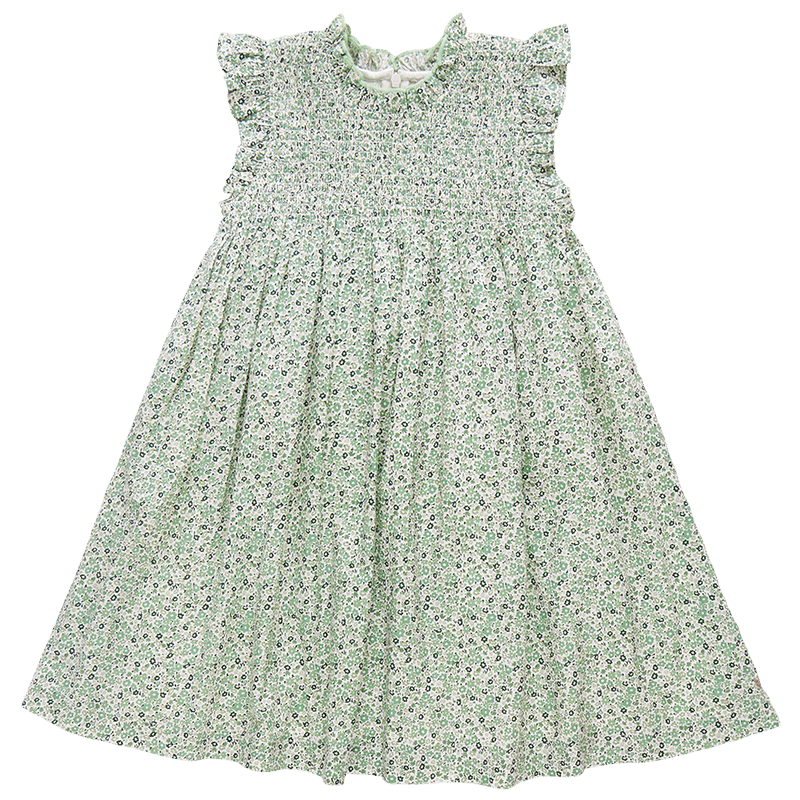 Dress with light green and dark green flowers