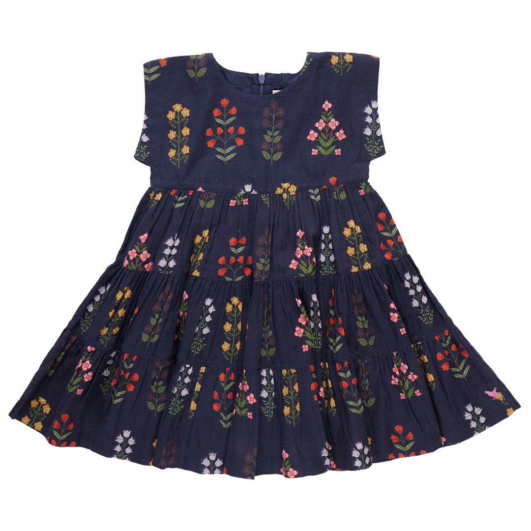 Peachy Dress in Navy Field Floral