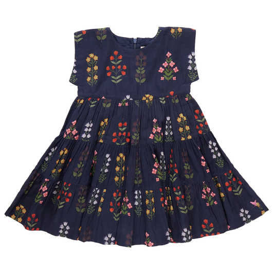 Peachy Dress in Navy Field Floral