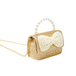 Glitter Pearl Handle Bow Handbag - Silver - Après NJ