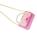 Glitter Pearl Handle Bow Handbag - Silver - Après NJ
