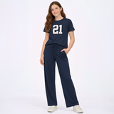 Jersey Wide Leg Pant - Navy