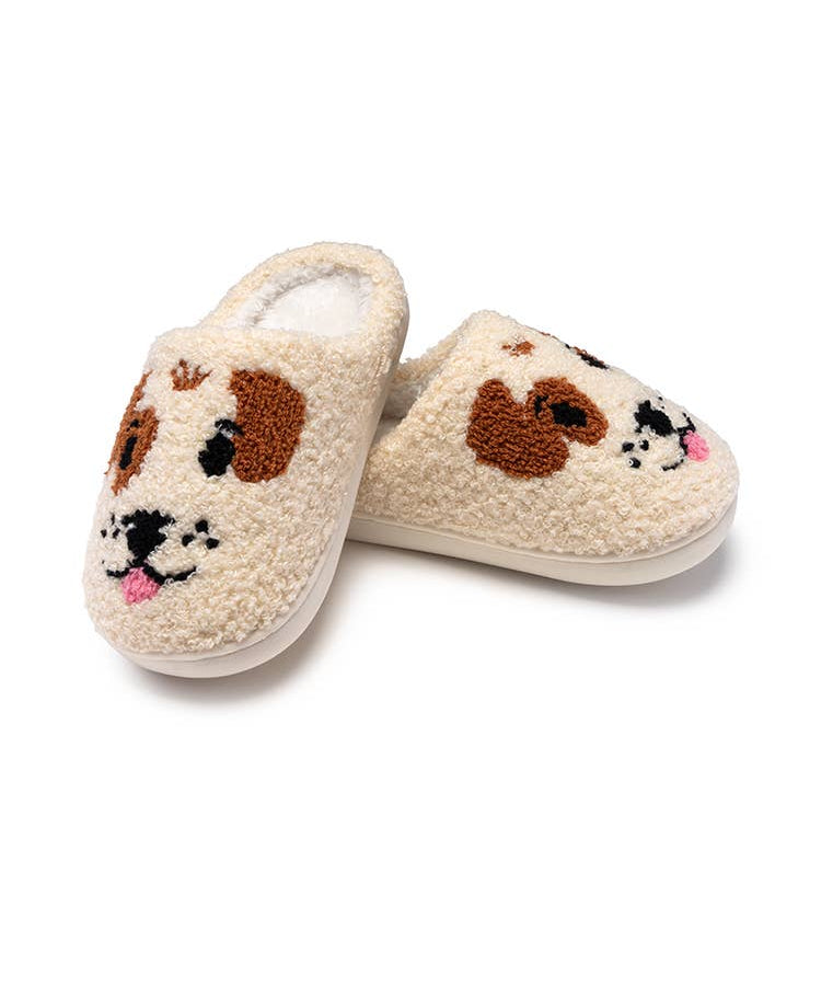 Indoor / Outdoor Slippers - Kids - Puppy Dog Faces - Cream - Après NJ