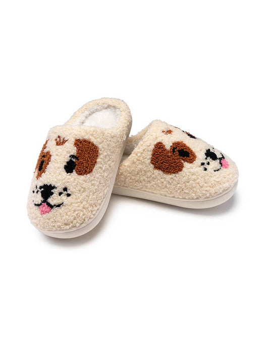 Indoor / Outdoor Slippers - Kids - Puppy Dog Faces - Cream - Après NJ