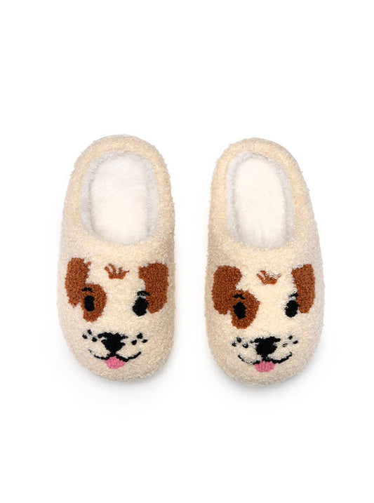 Indoor / Outdoor Slippers - Kids - Puppy Dog Faces - Cream - Après NJ