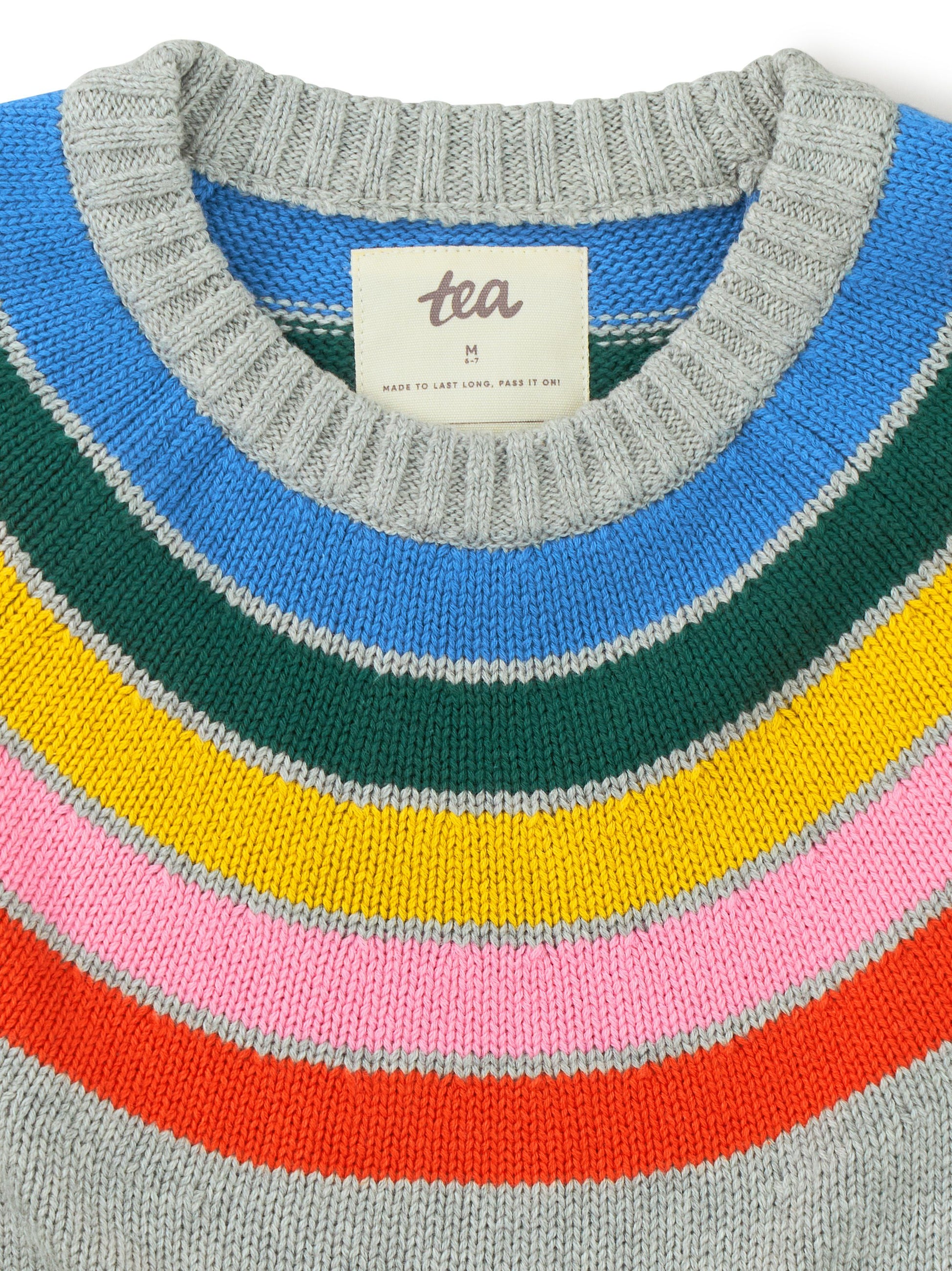 Close up of rainbow neckline