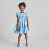 Harper Dress- Blue Dew Drop Block Print
