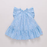 Harper Dress- Blue Dew Drop Block Print