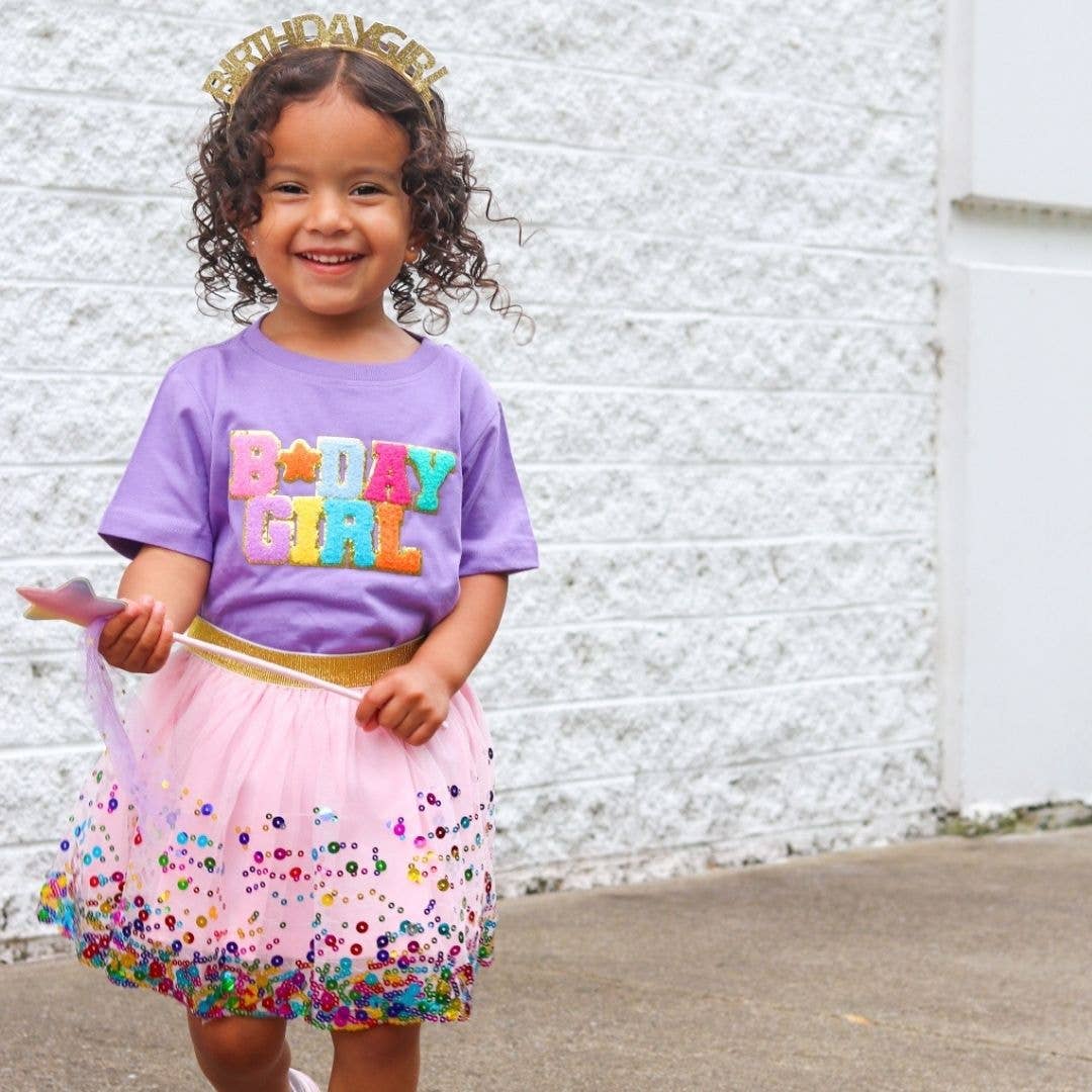 Lavender Birthday Girl Patch Short Sleeve T-Shirt - Après NJ