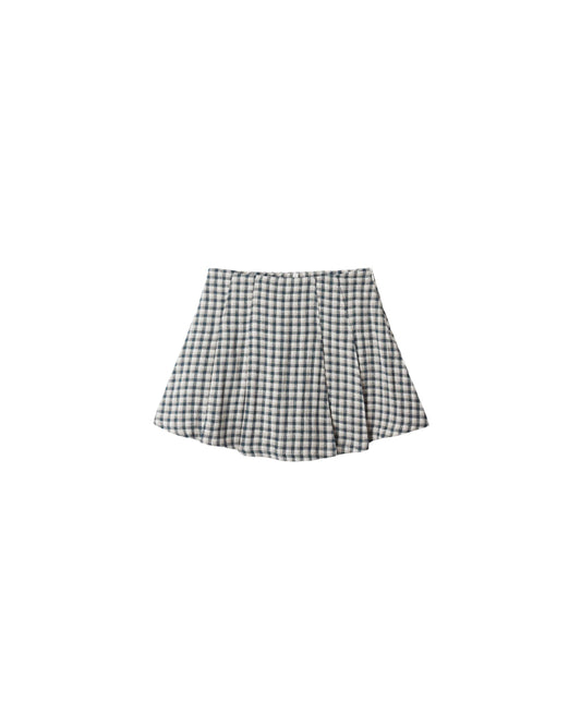 Navy Check Pleated Skirt - Après NJ