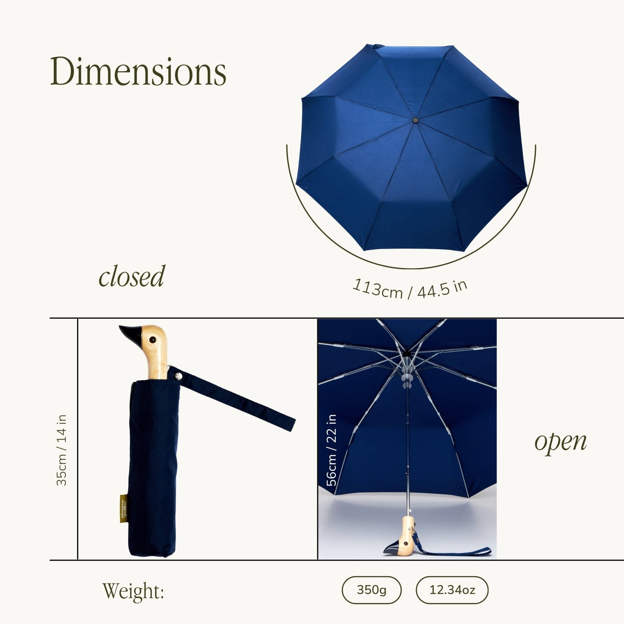 Navy Compact Eco - Friendly Original Duckhead Umbrella - Après NJ