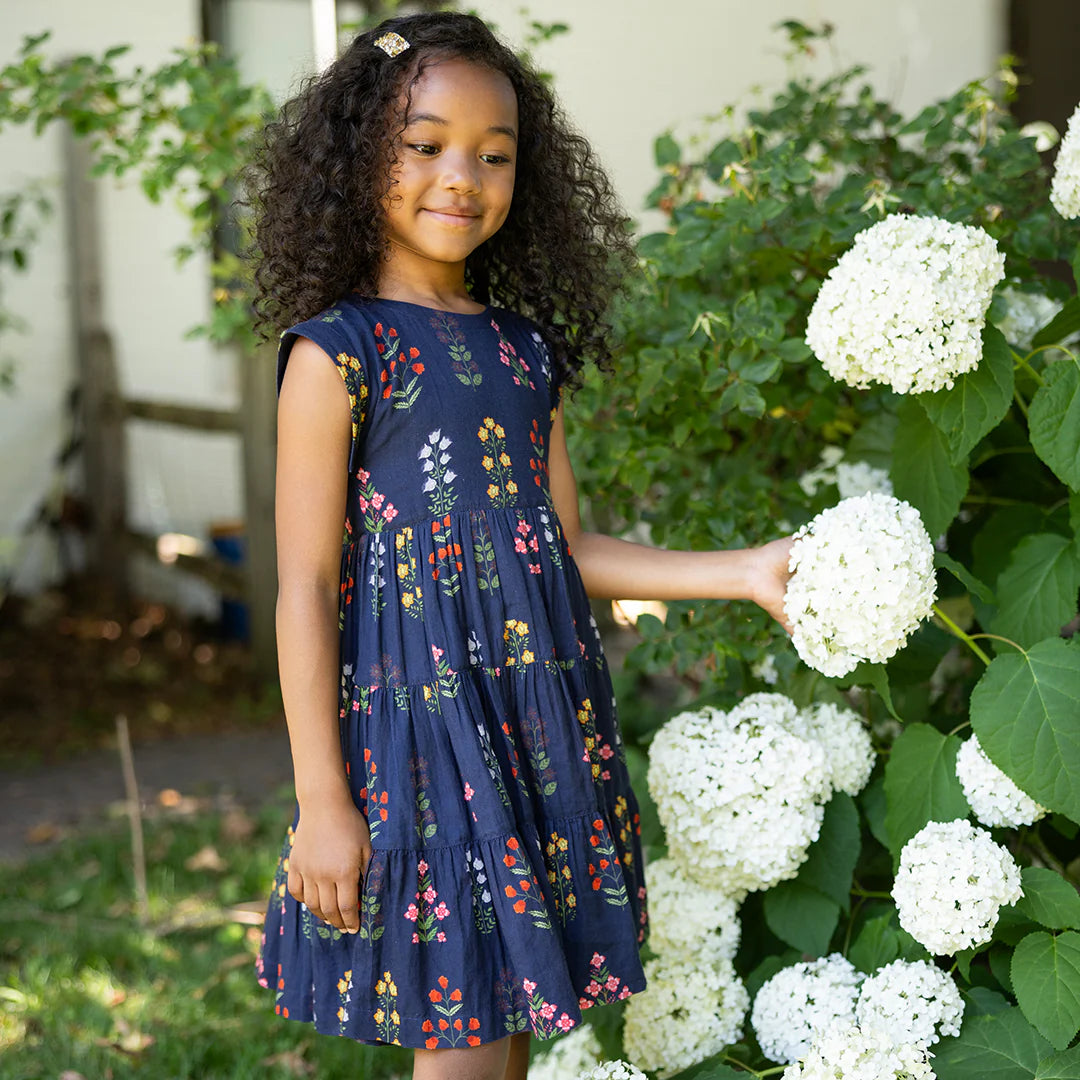 Peachy Dress in Navy Field Floral