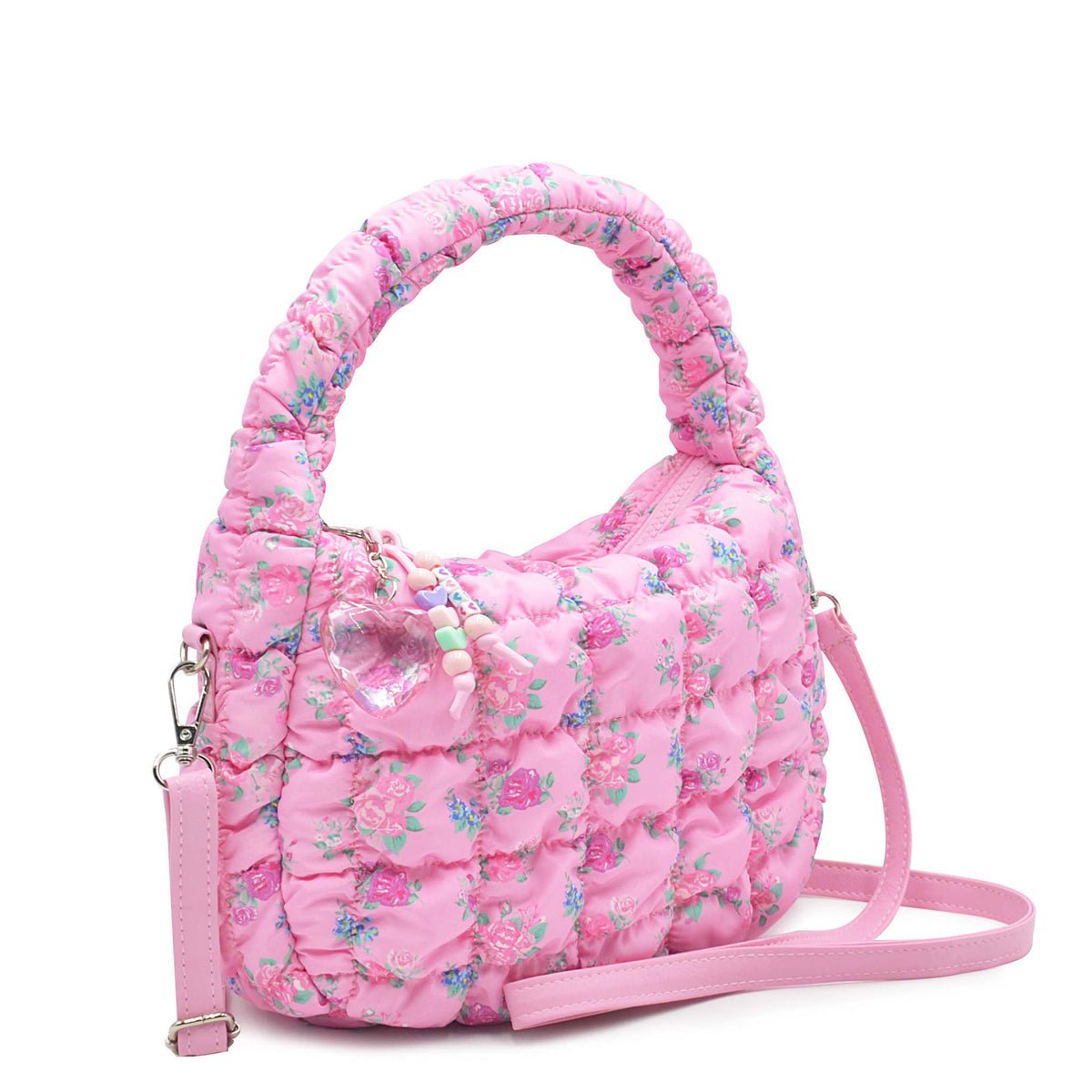 Quilted Scrunchies Floral Printed Mini Hobo Crossbody Bag - Après NJ