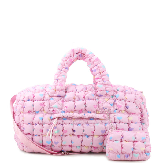 Quilted Scrunchies Heart Printed Large Duffle Bag - Après NJ