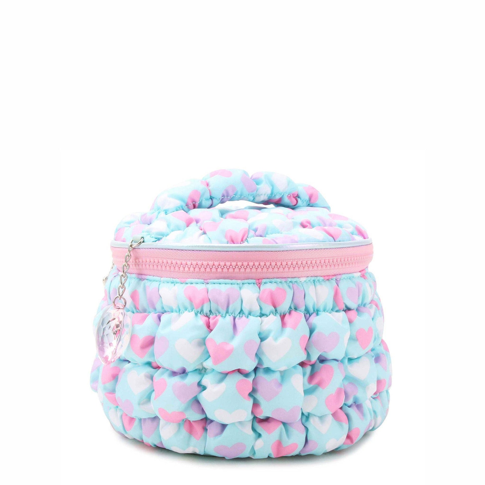 Quilted Scrunchies Printed Hearts Glam Bag with Heart Charm - Après NJ