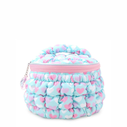 Quilted Scrunchies Printed Hearts Glam Bag with Heart Charm - Après NJ
