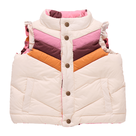 Reversible Ellis Ruffle Vest - Cream stripe - Après NJ