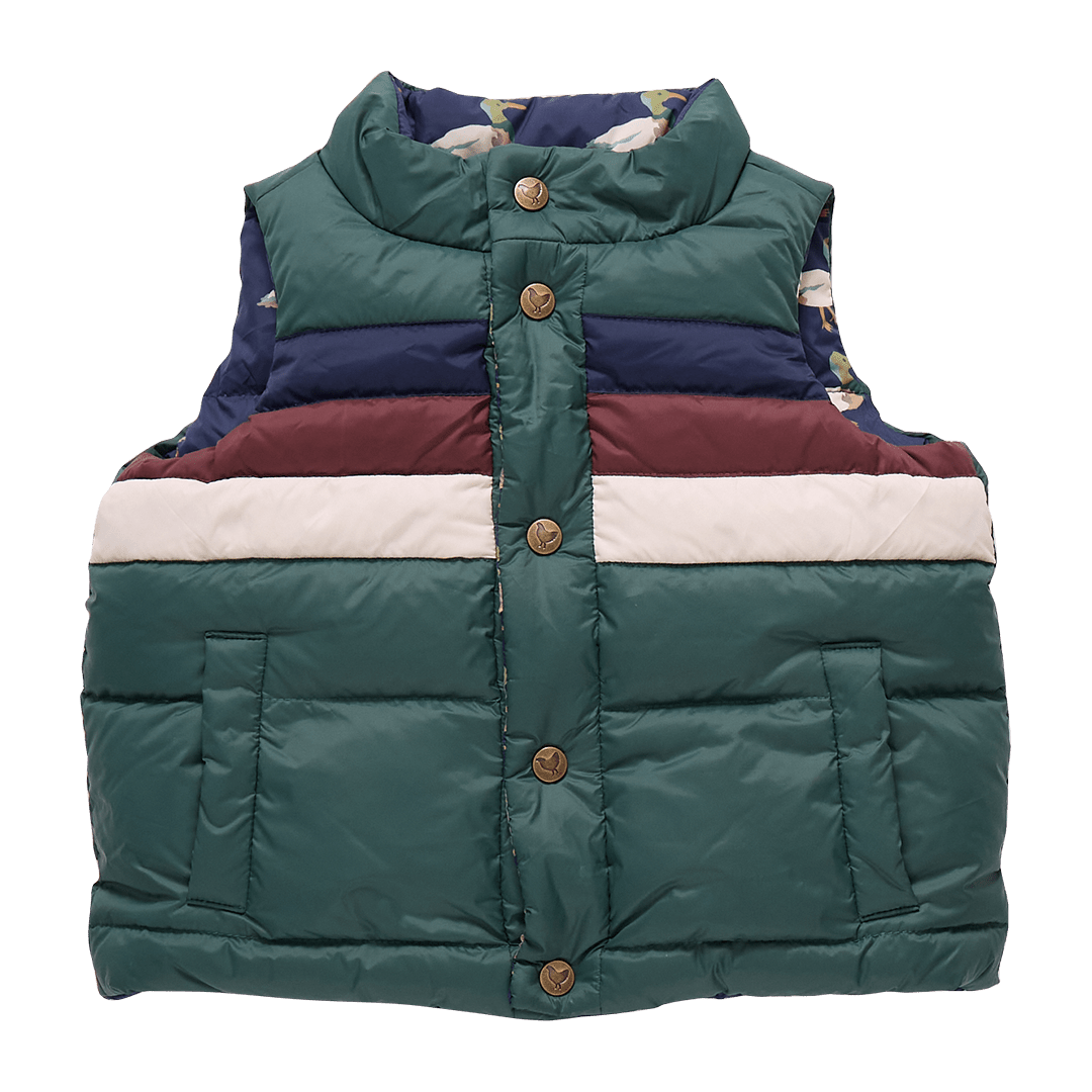 Reversible Ellis Ruffle Vest - Evergreen Stripe - Après NJ
