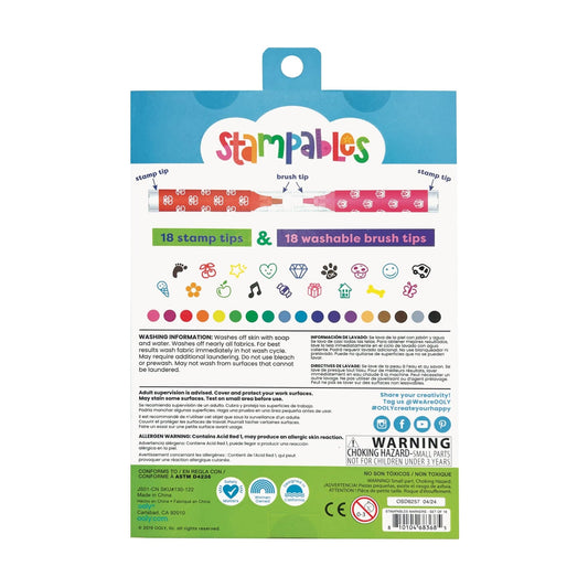Stampables Double - Ended Stamp & Brush Markers: Set of 18 - Après NJ