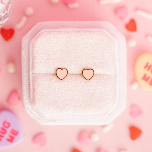 Tiny Peachy Heart Earrings - Après NJ