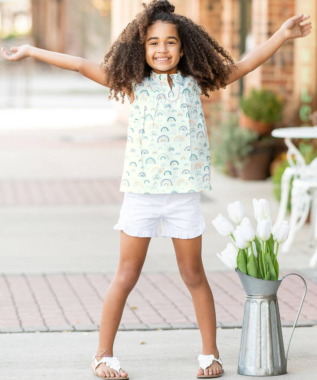 White Ruffle Trim Woven Kids Shorts - Après NJ