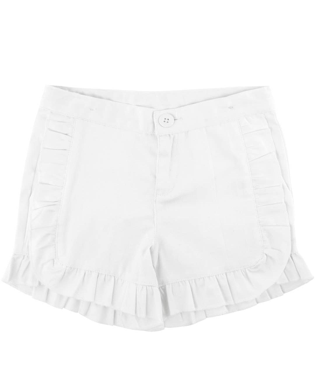 White Ruffle Trim Woven Kids Shorts - Après NJ