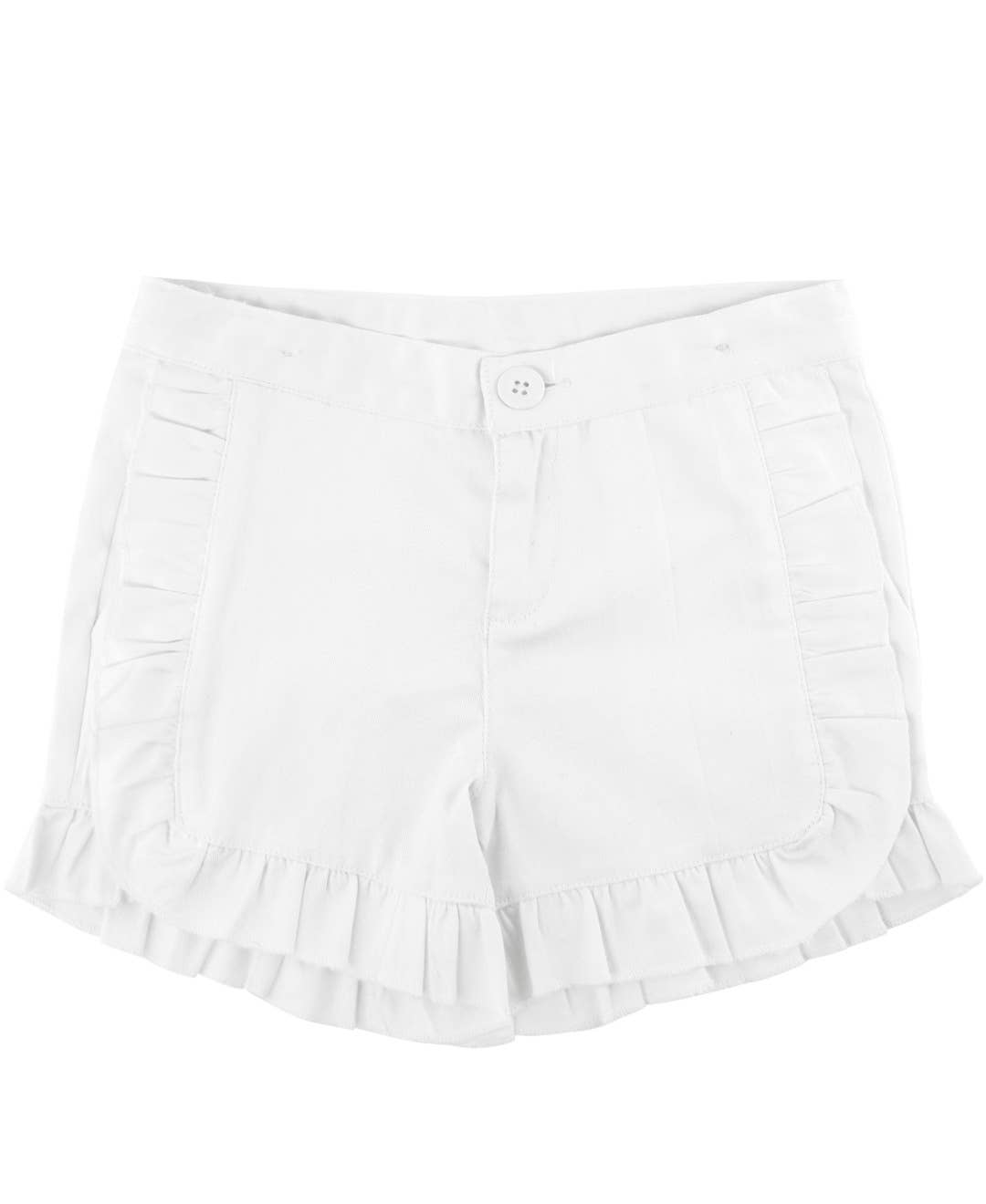 White Ruffle Trim Woven Kids Shorts - Après NJ