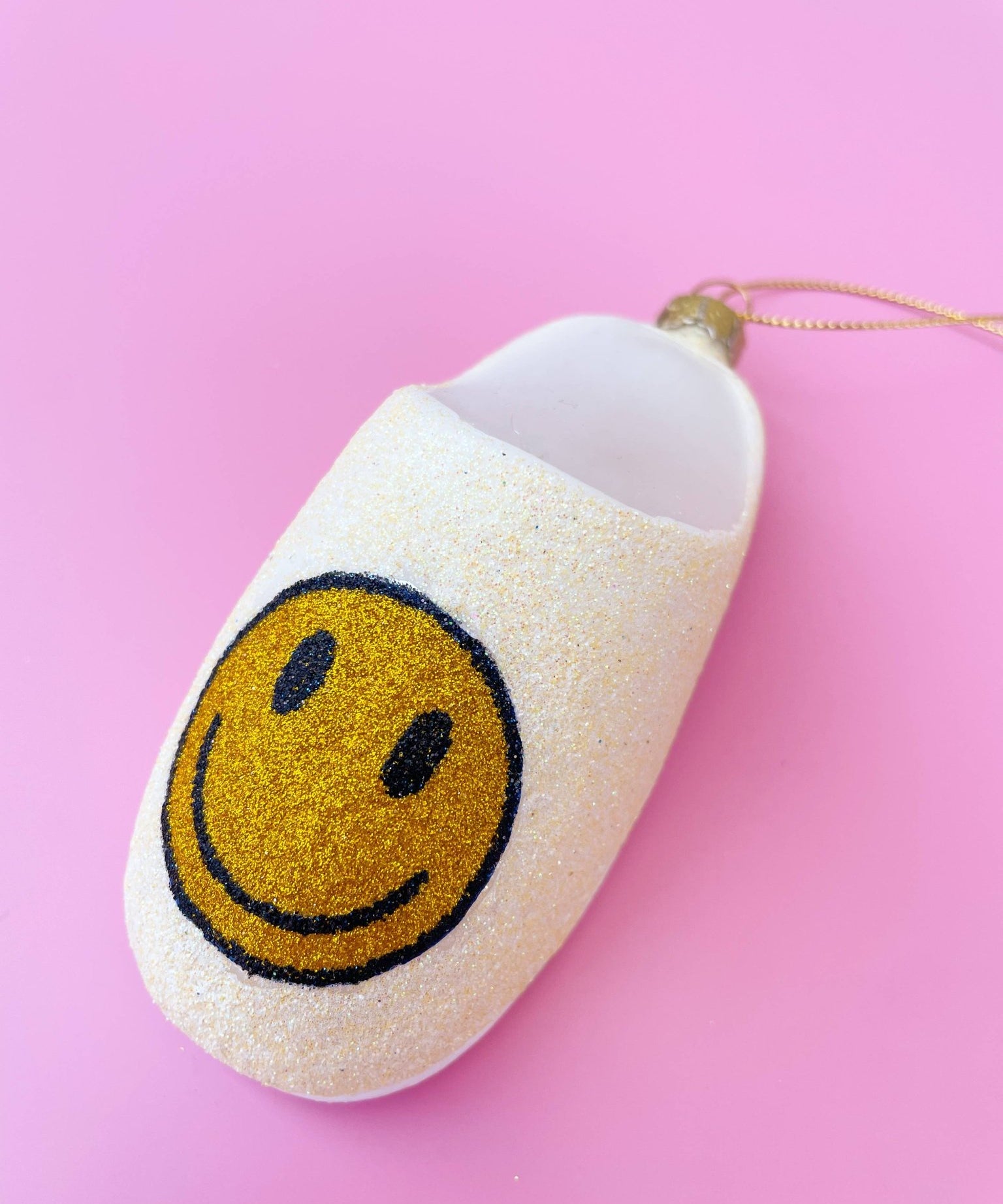 Yellow Smiley Face Slipper Christmas Ornament - Après NJ
