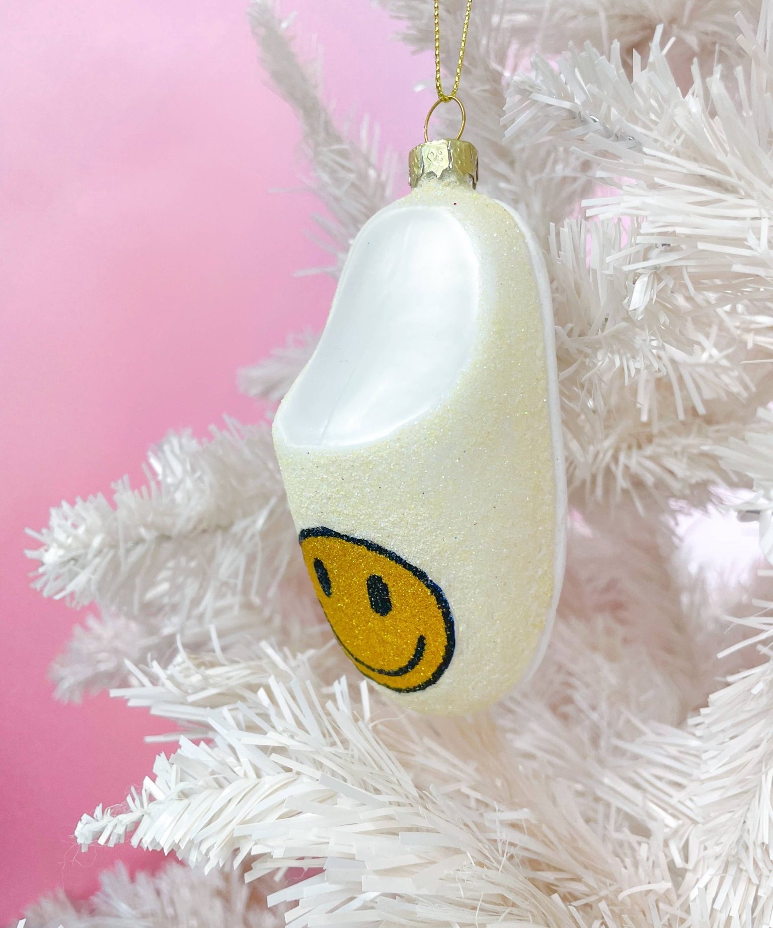 Yellow Smiley Face Slipper Christmas Ornament - Après NJ